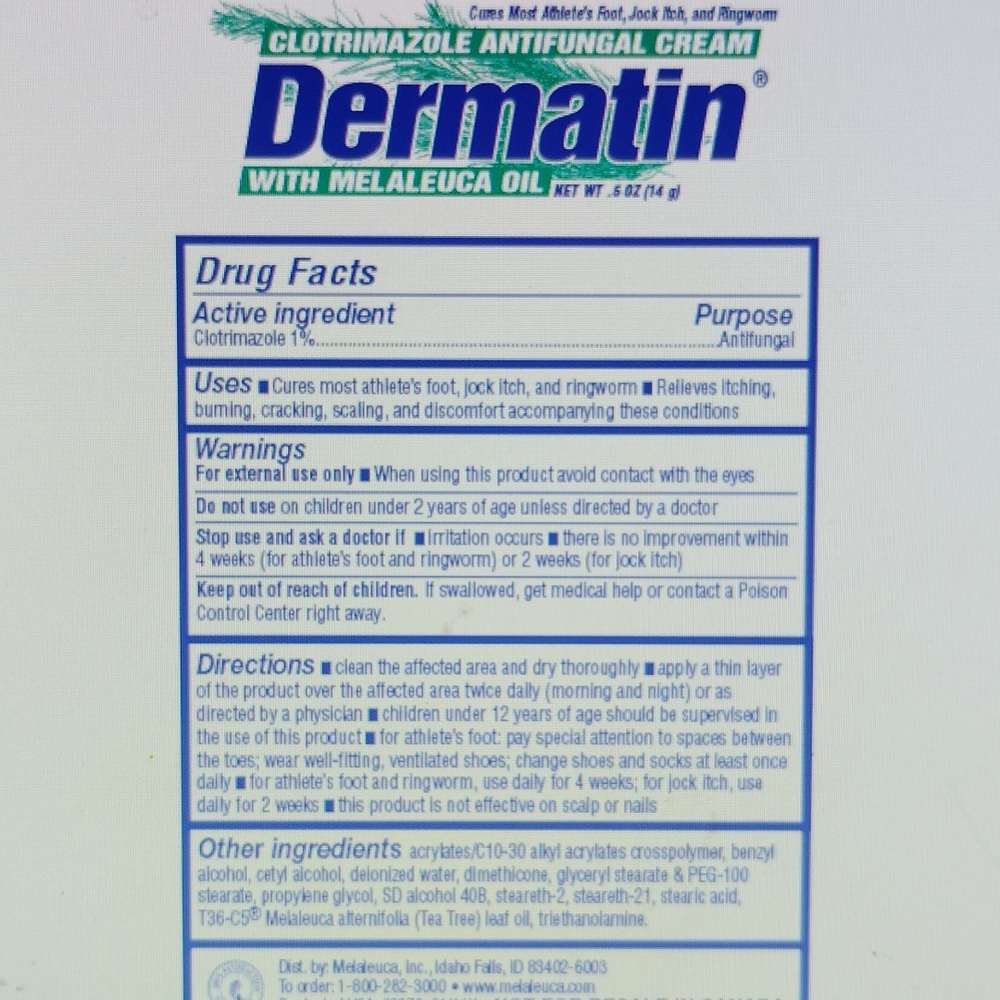 Dermatin Antifungal Cream Size: 0.5oz. clotrimazole - stop fungi - cure ringworm - Picture 7 of 16